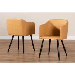 2pc Eris Tan Leather Upholstered And Metal Dining Chairs Black/Tan - Baxton Studio -Urban Dwell Gear Outlet Store GUEST 36b47653 937e 4d57 a136 3c19e2dce8fa