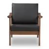 Venza Mid Century Modern Walnut Wood Faux Leather Lounge Chair Black - Baxton Studio