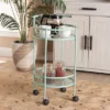 Newell Metal 2 Tier Kitchen Cart Mint Green/Black - Baxton Studio