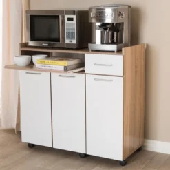 Charmain Modern And Contemporary Light Oak And Finish Kitchen Cabinet White/Brown - Baxton Studio -Urban Dwell Gear Outlet Store GUEST 385a86db 3abd 49f8 9972 542b6685e258