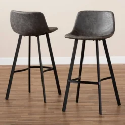 Set Of 2 Tani Faux Leather Upholstered Metal Barstools Gray/Black - Baxton Studio -Urban Dwell Gear Outlet Store GUEST 39aee863 3bc0 4b0b a86e 9e04e7a6a18d