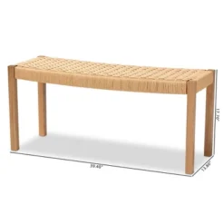 Pacari Rustic Transitional Wood Hemp Accent Bench Oak Brown - Baxton Studio -Urban Dwell Gear Outlet Store GUEST 39c82383 7f33 4b43 b7ca d401527e962b