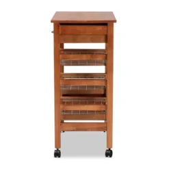 Crayton Wood And Metal Mobile Kitchen Storage Cart Oak Brown/Silver - Baxton Studio -Urban Dwell Gear Outlet Store GUEST 3b0f7eac 4c7d 456c bd98 426b53de1450