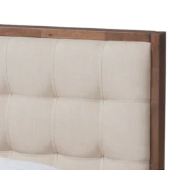 Soloman Mid - Century Modern Fabric And Walnut Finished Wood Platform Bed - Baxton Studio -Urban Dwell Gear Outlet Store GUEST 3bfc1dd4 2ea4 4f86 9e4c d3ab6eedfa19