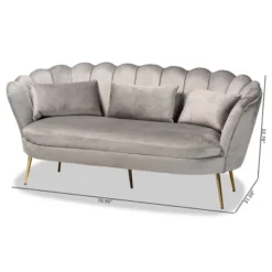 Genia Velvet Fabric Upholstered And Metal Sofa Gray/Gold - Baxton Studio 21 Genia Velvet Fabric Upholstered And Metal Sofa Gray/Gold - Baxton Studio -Urban Dwell Gear Outlet Store GUEST 3c2d3cc0 14f3 44f4 a04f f62e34753e2c