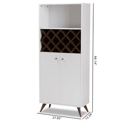 Baxton Studio Serafino And Walnut Finished Wood Wine Cabinet White/Brown - BaxtonStudio 1 Baxton Studio Serafino And Walnut Finished Wood Wine Cabinet White/Brown - BaxtonStudio