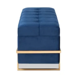 Parker Velvet Upholstered And Metal Storage Ottoman Blue/Gold - Baxton Studio -Urban Dwell Gear Outlet Store GUEST 3cf8f5f6 9963 4f94 b613 38d94f4a5860