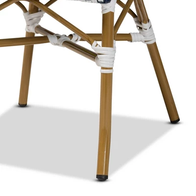 2pc Alaire Bamboo Style Stackable Bistro Dining Chair Set White/Blue/Brown - Baxton Studio 2 2pc Alaire Bamboo Style Stackable Bistro Dining Chair Set White/Blue/Brown - Baxton Studio - Image 2