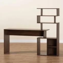 Foster Wood Storage Desk With Shelves Walnut/Brown - Baxton Studio -Urban Dwell Gear Outlet Store GUEST 3e9f1633 95ad 4167 82eb db42e0db680d