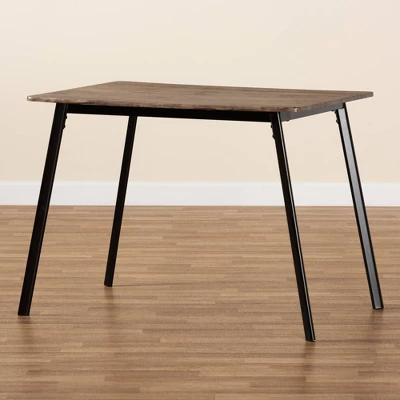 Calder Wood And Metal Dining Table Walnut Brown/Black - Baxton Studio 7 Calder Wood And Metal Dining Table Walnut Brown/Black - Baxton Studio - Image 7