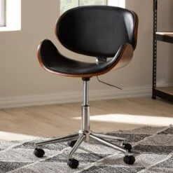 Baxton Studio Ambrosio Faux Leather Upholstered Chrome Finished Metal Adjustable Office Chair Black - BaxtonStudio -Urban Dwell Gear Outlet Store GUEST 40ddbd8d 7880 49e0 8cc2 f6c44501ceef