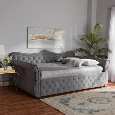 Abbie Velvet Fabric Upholstered Crystal Tufted Daybed - Baxton Studio 6 Abbie Velvet Fabric Upholstered Crystal Tufted Daybed - Baxton Studio - Image 6