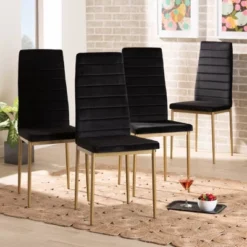 4pc Armand Velvet Fabric Upholstered And Metal Dining Chair Set - Baxton Studio -Urban Dwell Gear Outlet Store GUEST 4209181b 0619 4e1b a732 dbf88fa1454c