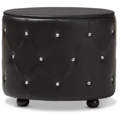Davina Hollywood Glamour Style Oval 2 - Drawer Faux Leather Upholstered Nightstand - Baxton Studio 10 Davina Hollywood Glamour Style Oval 2 - Drawer Faux Leather Upholstered Nightstand - Baxton Studio -Urban Dwell Gear Outlet Store GUEST 4230e6b3 7280 46cb 853c 834580ffa227