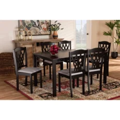 7pc Salem Fabric Upholstered And Wood Dining Set - Baxton Studio -Urban Dwell Gear Outlet Store GUEST 434be4ba b1e8 49b7 8b2c 430efcd62d84