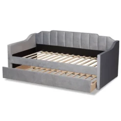 Lennon Velvet Fabric Upholstered Daybed With Trundle - Baxton Studio -Urban Dwell Gear Outlet Store GUEST 4375ebaf 57d2 47a4 8a4f c2dba33373f9