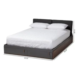 Queen Rikke Two-Tone Wood Platform Storage Bed With Upholstered Headboard Gray - Baxton Studio -Urban Dwell Gear Outlet Store GUEST 4385eb0d 5a1a 4608 b58d 0e5678b46cf1
