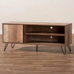 Iver 1 Door Wood TV Stand For TVs Up To 50" Rustic Oak/Dark Brown - Baxton Studio -Urban Dwell Gear Outlet Store GUEST 43d3ff41 3143 4ca0 affa e51c5f7da883