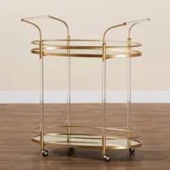 Nakano Metal And Glass 2 Tier Wine Cart Gold/Mirror - Baxton Studio -Urban Dwell Gear Outlet Store GUEST 45032b5e 8135 4081 b512 1cb2941ca273