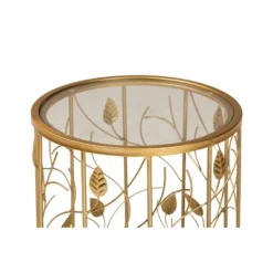 Anaya Glam Brushed Metal And Glass Leaf Accent End Table Gold - Baxton Studio -Urban Dwell Gear Outlet Store GUEST 455e6b85 2120 4053 b7fc b66cbc4ec7ce