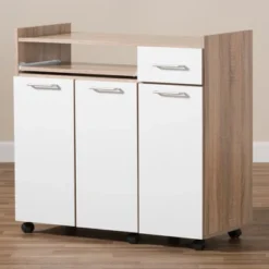 Charmain Modern And Contemporary Light Oak And Finish Kitchen Cabinet White/Brown - Baxton Studio -Urban Dwell Gear Outlet Store GUEST 461068f9 26dd 44c5 be81 4d10f7e06f82