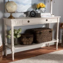 Ariella Whitewashed 1 Drawer Console Table White - Baxton Studio -Urban Dwell Gear Outlet Store GUEST 46d2aaf5 5222 4d0b 9129 0323978e1c37