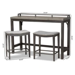 3pc Noll Upholstered Metal Counter Height Dining Set Gray - Baxton Studio -Urban Dwell Gear Outlet Store GUEST 46ddfea0 0991 4421 a242 d91eeb69269f