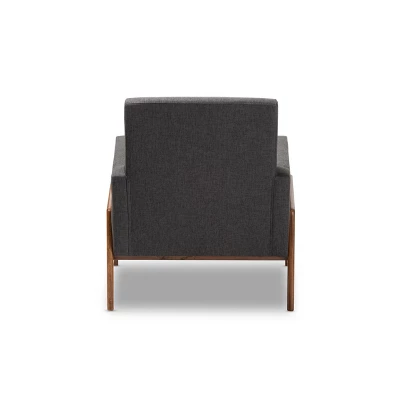Perris Fabric Upholstered Walnut Wood Lounge Chair - Baxton Studio 3 Perris Fabric Upholstered Walnut Wood Lounge Chair - Baxton Studio - Image 3