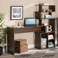 Foster Wood Storage Desk With Shelves Walnut/Brown - Baxton Studio -Urban Dwell Gear Outlet Store GUEST 48c51bc8 d1b6 41fb 99c5 2e45fc227493