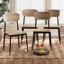 4pc Honore Wood And Metal Dining Chair Set Light Brown/Black - Baxton Studio 11 4pc Honore Wood And Metal Dining Chair Set Light Brown/Black - Baxton Studio -Urban Dwell Gear Outlet Store GUEST 49253c40 bcce 45d0 a1ed 310403206ece