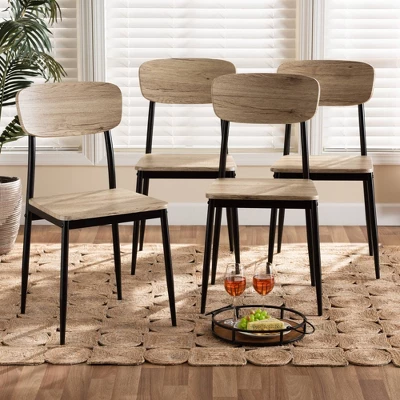 4pc Honore Wood And Metal Dining Chair Set Light Brown/Black - Baxton Studio 5 4pc Honore Wood And Metal Dining Chair Set Light Brown/Black - Baxton Studio - Image 5