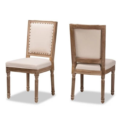 Set Of 2 Louane Fabric Upholstered And Wood Dining Chairs - Baxton Studio 3 Set Of 2 Louane Fabric Upholstered And Wood Dining Chairs - Baxton Studio - Image 3