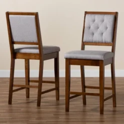 2pc Gideon Fabric Upholstered And Wood Counter Height Barstool Set - Baxton Studio -Urban Dwell Gear Outlet Store GUEST 49fb52f3 4bdb 4512 ae5d 1760301a1285