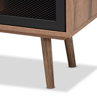 Yuna Natural Wood And Metal 2 Door TV Stand For TVs Up To 40" Brown/Black - Baxton Studio 5 Yuna Natural Wood And Metal 2 Door TV Stand For TVs Up To 40" Brown/Black - Baxton Studio - Image 5