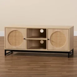 Ardon Bohemian Wood And Metal 2 Door Natural Rattan TV Stand For TVs Up To 40" Light Brown/Black - Baxton Studio 15 Ardon Bohemian Wood And Metal 2 Door Natural Rattan TV Stand For TVs Up To 40" Light Brown/Black - Baxton Studio -Urban Dwell Gear Outlet Store GUEST 4a478c04 ed1c 4bc3 91bf ac12b05e69cf