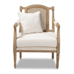 Clemence Upholstered Whitewashed Wood Accent Chair Ivory/Oak - Baxton Studio -Urban Dwell Gear Outlet Store GUEST 4b0f1c3f 0cc1 4ca4 94d7 ba486192f177
