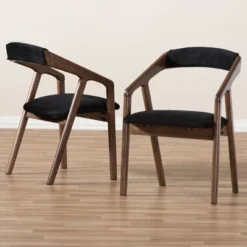 Set Of 2 Wendy Midcentury Modern Velvet And Walnut Wood Finishing Dining Chairs Dark Gray/ Brown - Baxton Studio -Urban Dwell Gear Outlet Store GUEST 4c13cde8 8c72 4c99 8842 37bb2994835c