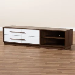 Mette Walnut Finished Wood TV Stand For TVs Up To 63" White - Baxton Studio -Urban Dwell Gear Outlet Store GUEST 4c18b981 acac 47d3 b4f7 a71418202230