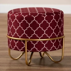 Candice Quatrefoil Velvet Upholstered Metal Ottoman Red - Baxton Studio -Urban Dwell Gear Outlet Store GUEST 4d055384 5c2d 45e7 b18d ae5fd20c5534