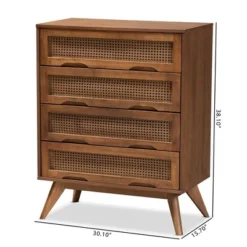 Barrett Wood And Synthetic Rattan 4 Drawer Chest Walnut Brown - Baxton Studio -Urban Dwell Gear Outlet Store GUEST 4d59f112 3e43 4bd9 9c61 1c1b5f41b653