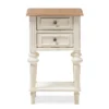 Marquetterie French Provincial Style Weathered Oak Wash Distressed Wood Finish Two - Tone 2 - Drawer And 1 - Shelf Nightstand - White - Baxton Studio