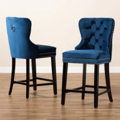 2pc Howell Modern Velvet Upholstered Wood Counter Height Barstool Set - Baxton Studio -Urban Dwell Gear Outlet Store GUEST 4e44d7a4 fee3 41a6 9344 beeacc7d247a