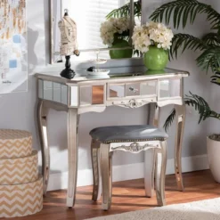 Elgin Brushed Wood And Mirrored Glass 1 Drawer Console Table Silver/Mirror - Baxton Studio 11 Elgin Brushed Wood And Mirrored Glass 1 Drawer Console Table Silver/Mirror - Baxton Studio -Urban Dwell Gear Outlet Store GUEST 4e73cb3b 011f 4603 acda d0f4dffde82f