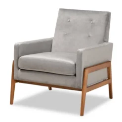 Perris Mid-Century Modern Velvet Fabric Upholstered Wood Lounge Chair - Baxton Studio -Urban Dwell Gear Outlet Store GUEST 4e921989 310d 4ff4 95cd ccf3b5489300