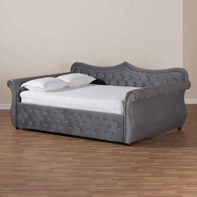 Abbie Velvet Fabric Upholstered Crystal Tufted Daybed - Baxton Studio 7 Abbie Velvet Fabric Upholstered Crystal Tufted Daybed - Baxton Studio - Image 7