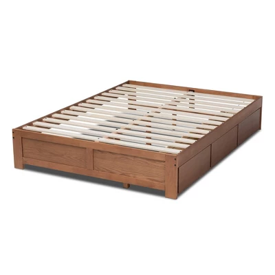 Wren 3 Drawer Storage Bed Frame Walnut - Baxton Studio 3 Wren 3 Drawer Storage Bed Frame Walnut - Baxton Studio - Image 3