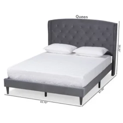 Joanna Velvet Fabric Upholstered And Wood Platform Bed - Baxton Studio 13 Joanna Velvet Fabric Upholstered And Wood Platform Bed - Baxton Studio -Urban Dwell Gear Outlet Store GUEST 50202711 e1fc 4e69 8732 40913f7c89cd
