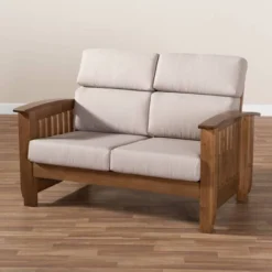 Charlotte Fabric Upholstered Wood 2 Seater Loveseat Taupe/Brown - Baxton Studio -Urban Dwell Gear Outlet Store GUEST 510ffc24 bee8 485c a59d 977b9e37997d