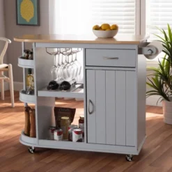 Donnie Wood Kitchen Storage Cart Light Gray/Natural - Baxton Studio 21 Donnie Wood Kitchen Storage Cart Light Gray/Natural - Baxton Studio -Urban Dwell Gear Outlet Store GUEST 516e68d8 16da 48ab a6d8 8124b4016471