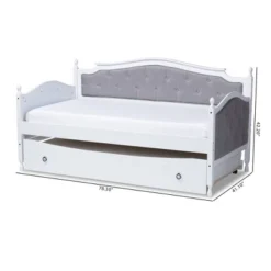 Twin Marlie Upholstered Daybed With Trundle Gray/White - Baxton Studio -Urban Dwell Gear Outlet Store GUEST 51938ccc ff8e 4057 a29b 84734cd56ff9